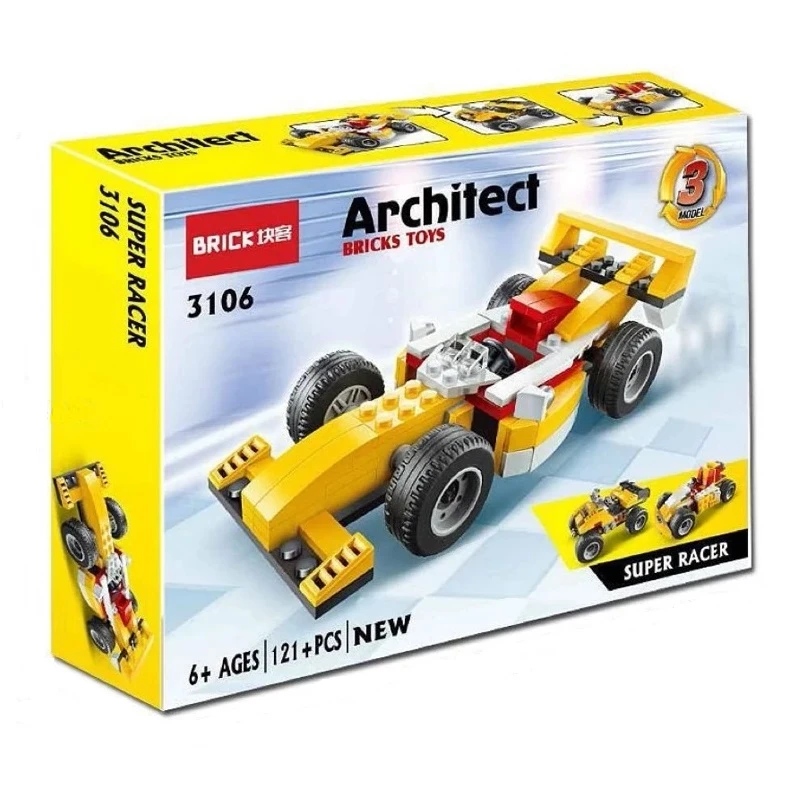 ساختنی 121 تکه بریک  مدل ماشین طرح SUPER RACER کد 3106