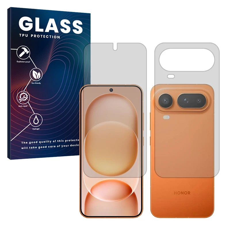 محافظ صفحه نمایش شفاف گلس مدل هیدروژلی مناسب برای گوشی موبایل آنر Magic8 Pro Air به همراه محافظ پشت گوشی