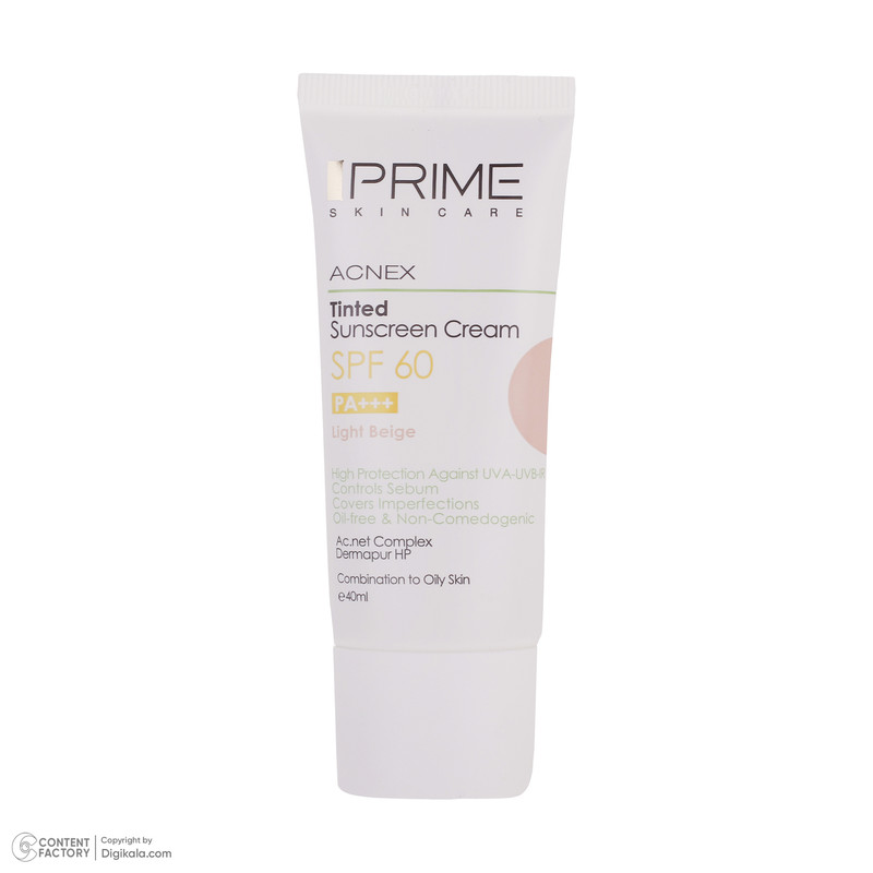 کرم ضدآفتاب رنگی پرایم، SPF60، مدل Acnex
