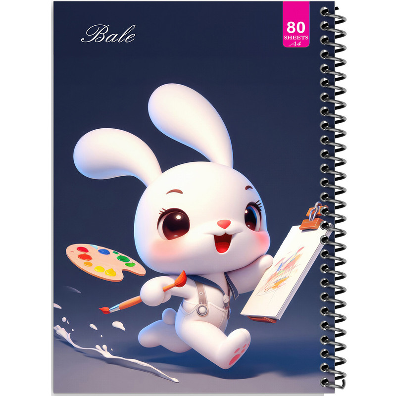 دفتر نقاشی 80 برگ بله مدل رحلی طرح فانتزی خرگوش کوچولوی نقاش کد A4-M200