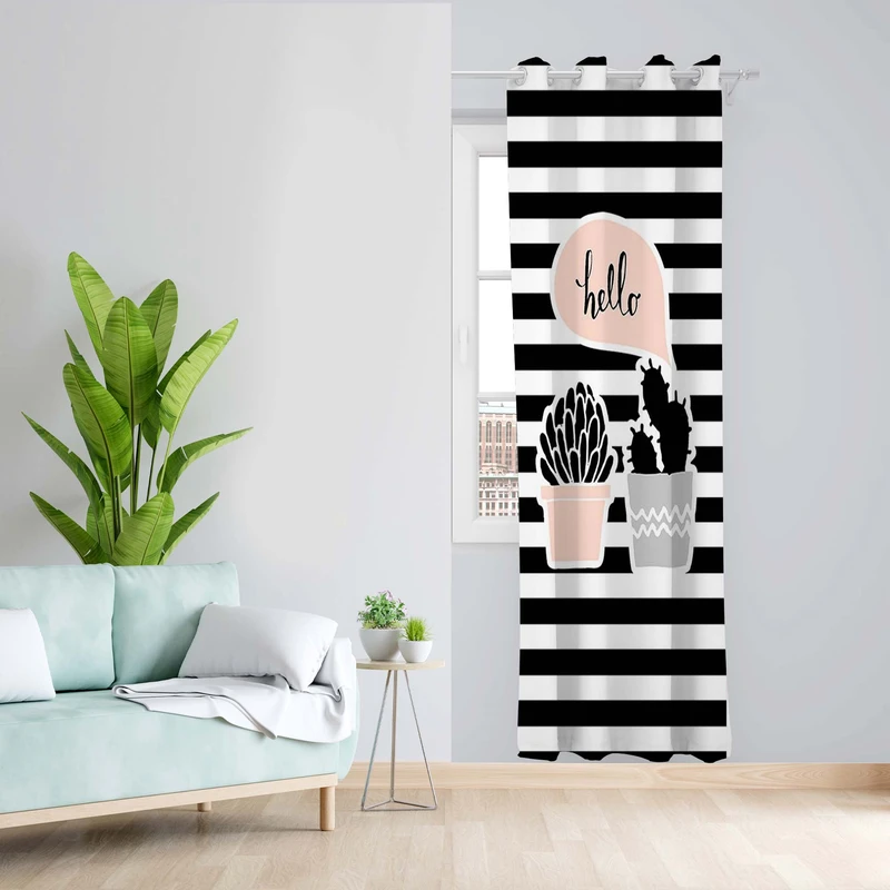 پرده طرح کاکتوس مدل مخمل پانچی کد 5550L z سایز 140x200 سانتی متر