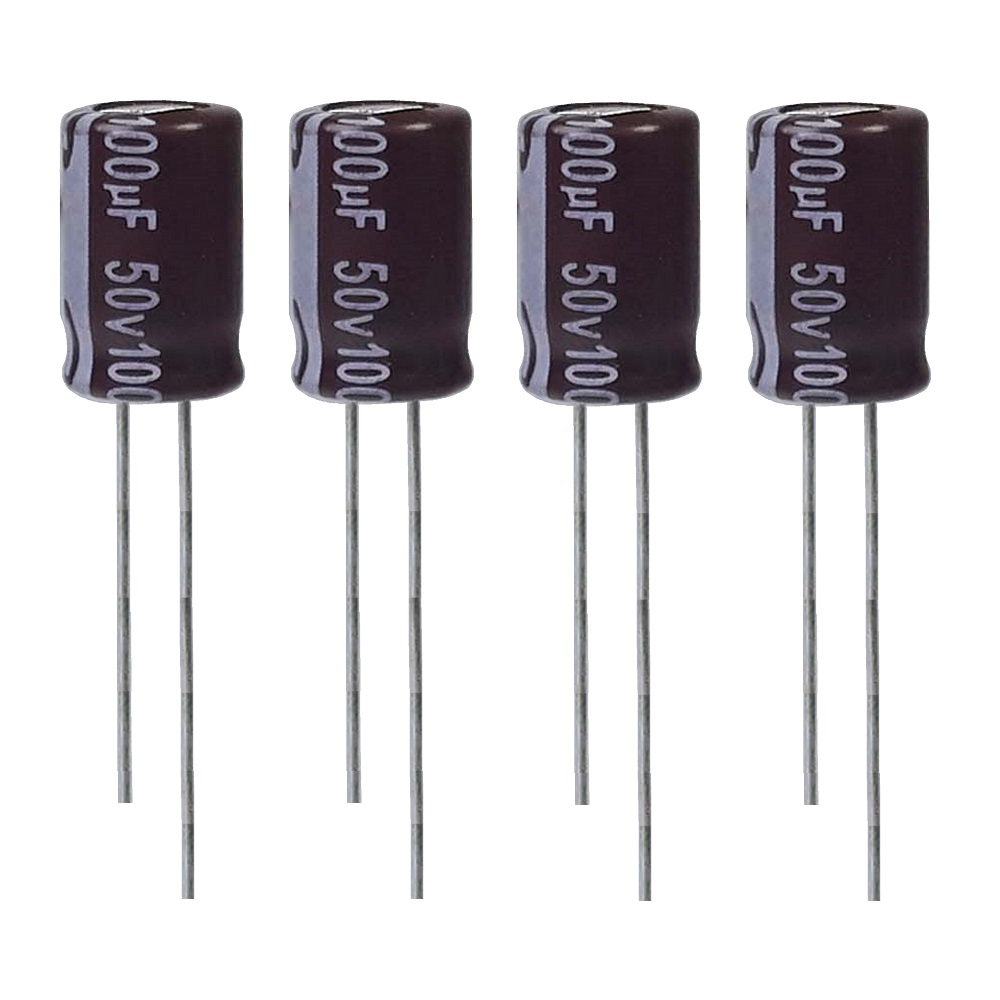 خازن الکترولیت 100 میکروفاراد 50 ولت آکسبوم مدل TEC-10150 بسته 4 عددی