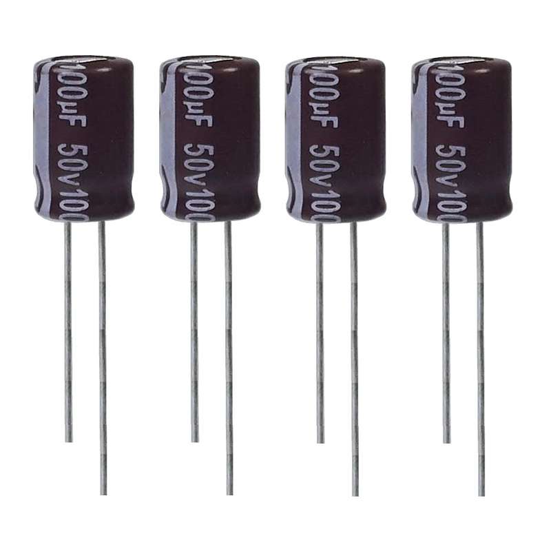 خازن الکترولیت 100 میکروفاراد 50 ولت آکسبوم مدل TEC-10150 بسته 4 عددی