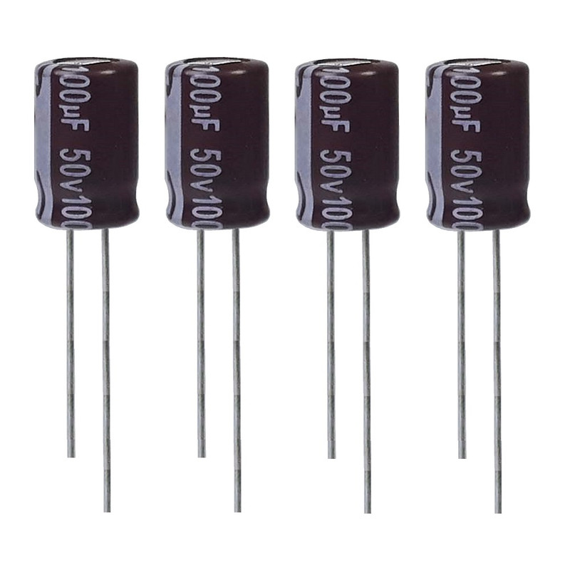 خازن الکترولیت 100 میکروفاراد 50 ولت آکسبوم مدل TEC-10150 بسته 4 عددی