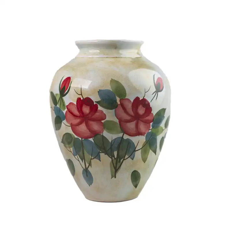 گلدان سفالی طرح نقاشی زیر لعابی کد A-1