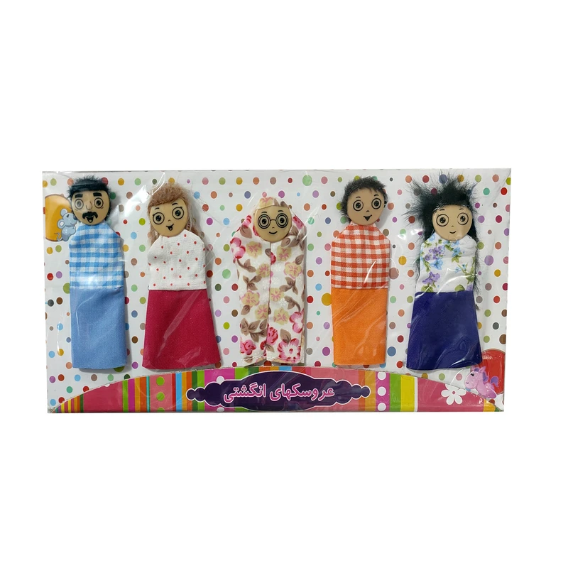 عروسک طرح انگشتی مدل خانواده شاد کد 0055 ارتفاع 27 سانتی متر بسته 5 عددی