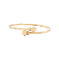 بنگل طلا 18 عیار زنانه الی گلد گالری مدل دو گوی نگینی