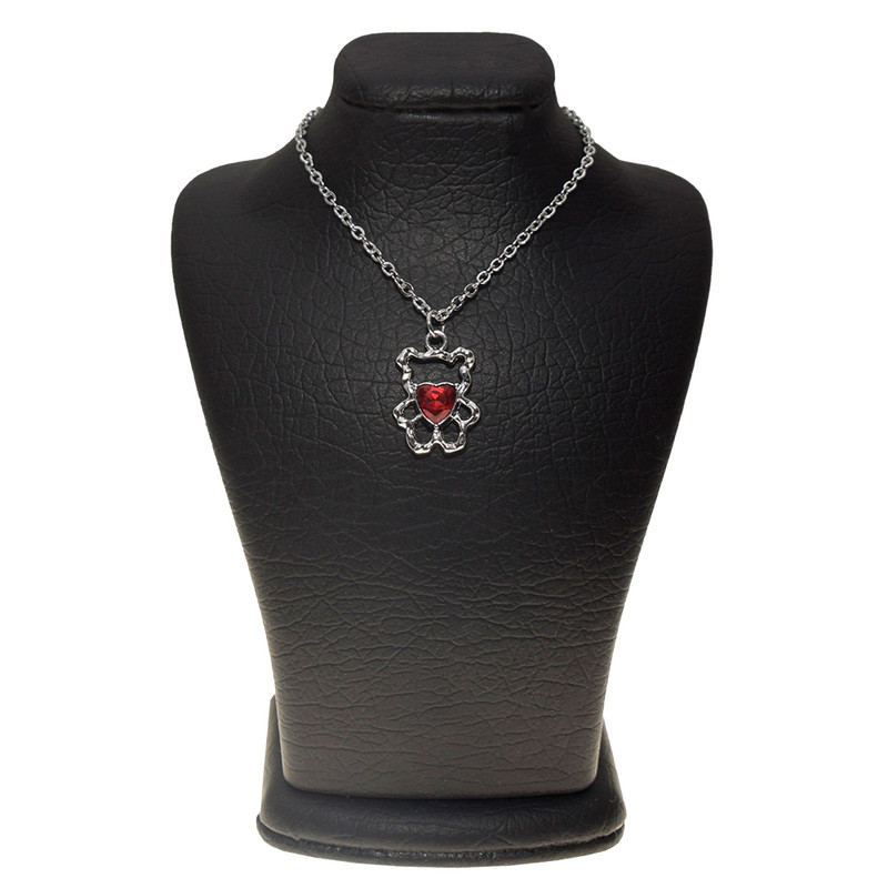 گردنبند دخترانه مدل تدی و قلب کریستالی