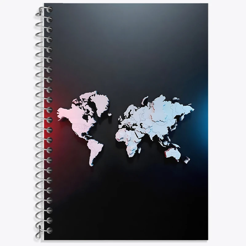 دفتر لغت 50 برگ خندالو طرح نقشه ی جهان کد F6095