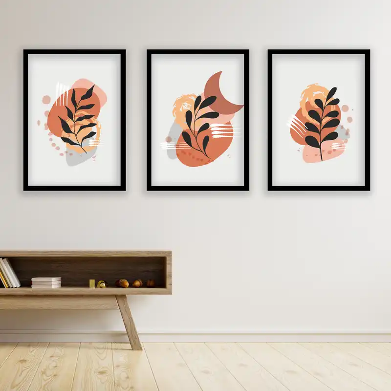 تابلو مدل مینیمال دکوراتیو کد LA-G3077 مجموعه 3 عددی