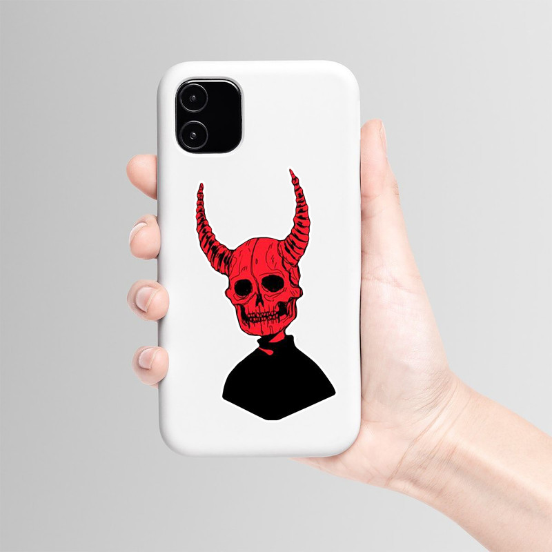 استیکر لپ تاپ و موبایل بووم طرح شیطون مدل Red Skull کد PS42