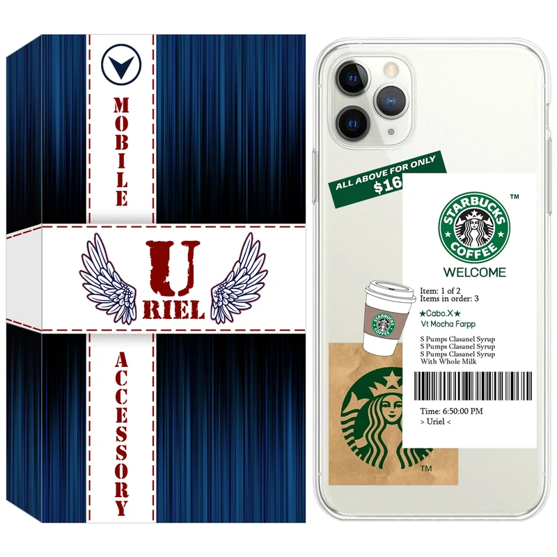 کاور یوریل مدل Clear کد 4 طرح استارباکس مناسب برای گوشی موبایل اپل iPhone 11 Pro Max