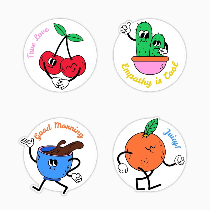 استیکر لپ تاپ و موبایل بووم طرح نشان کارتونی کد MR165 مجموعه 4 عددی