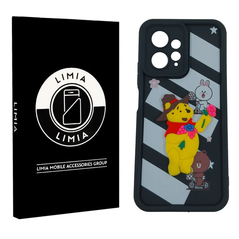 کاور لیمیا مدل سولید لنزدار طرح عروسکی برجسته مناسب برای گوشی موبایل شیائومی Redmi Note 12 4G