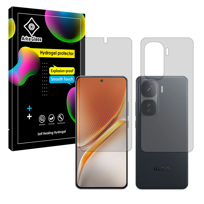 محافظ صفحه نمایش شفاف آرکا گلس مدل هیدروژلی مناسب برای گوشی موبایل ویوو IQOO Neo10 (China) به همراه محافظ پشت گوشی