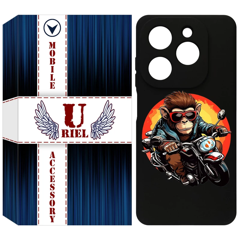 کاور یوریل مدل KSH کد 32 طرح میمون موتورسوار مناسب برای گوشی موبایل تکنو Spark 20 / Spark Go 2024