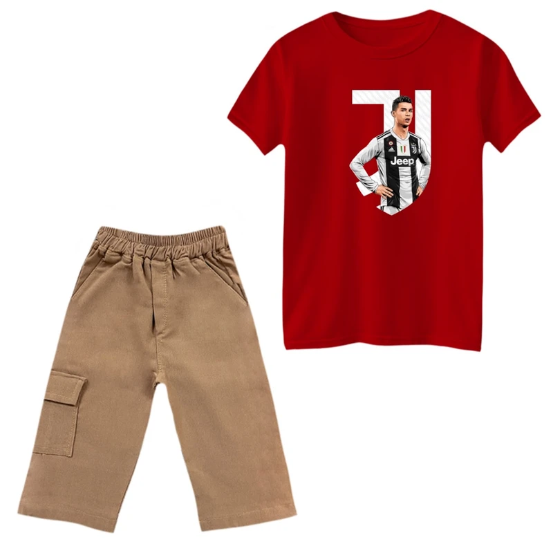 ست تی‌شرت و شلوارک پسرانه مدل رونالدو کد 4