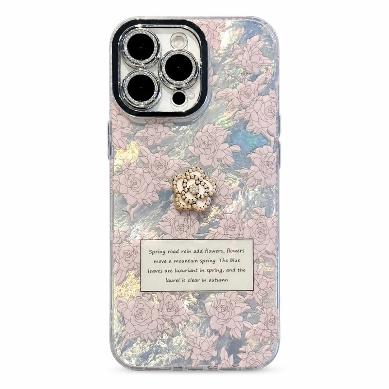 کاور طرح گل برجسته مدل Golden Flower مناسب برای گوشی موبایل اپل iPhone 16 Pro Max