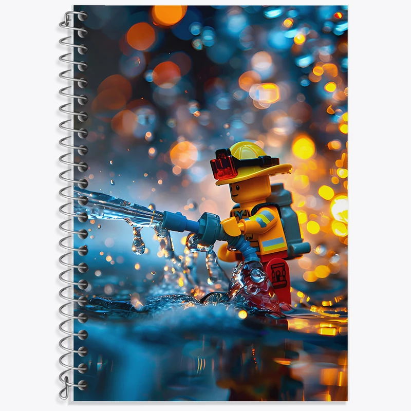 دفتر زبان 50 برگ خندالو مدل سه خط طرح لگو آتش نشان(Lego) کد F6554