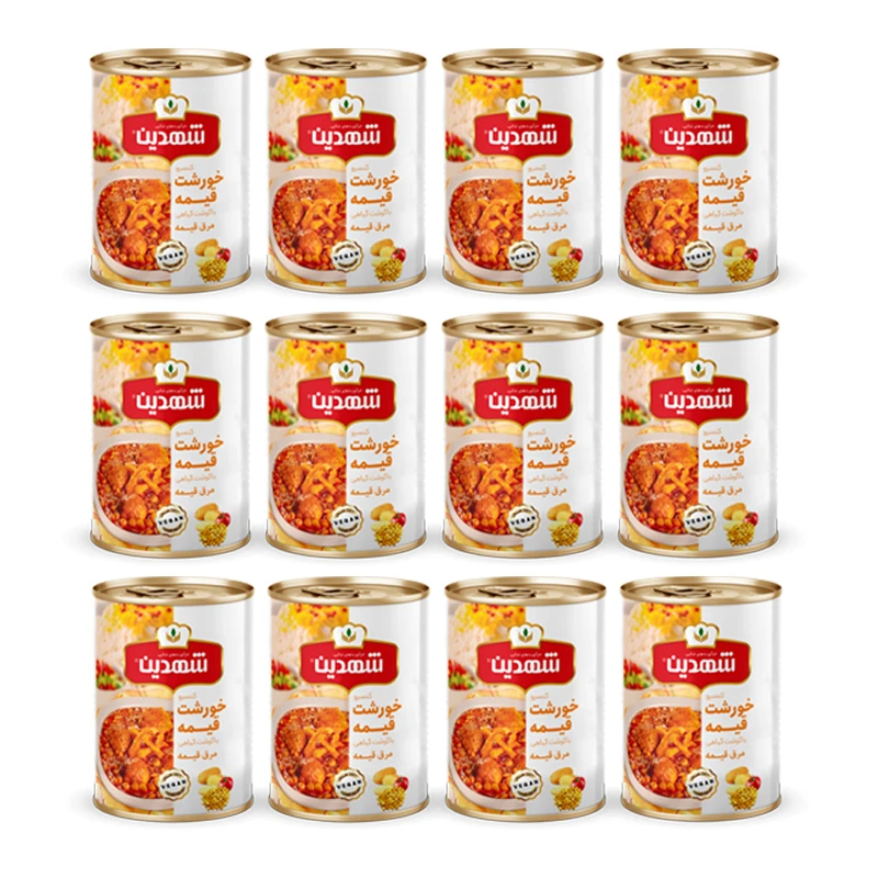 کنسرو خورشت قیمه و سیب زمینی با سویا  شهدین - 370 گرم بسته 12 عددی