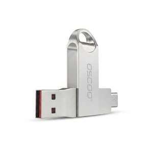 فلش مموری دو سر اتصال اوسکو مدل cu-002 ظرفیت 64 گیگابایت با پورت usb 3.1 و تایپ سی، بدنه فلزی چرخشی 360 درجه، مقاوم در برابر ضربه، شوک و گرد و غبار، سازگار با ویندوز، اندروید، مک و لینوکس