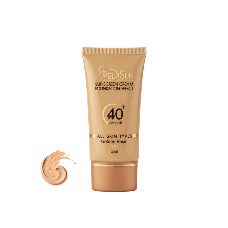 کرم ضد آفتاب رنگی مدیسان SPF 40 مدل Golden Rose -20 محافظ اشعه های UVA+UVB ، مناسب برای انواع پوست ، حجم 30 میلی لیتر 
