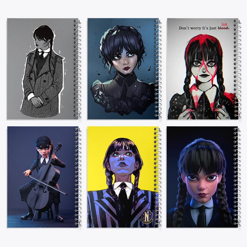 دفتر مشق 50 برگ خندالو طرح ونزدی (Wednesday) کد 725 مجموعه 6 عددی