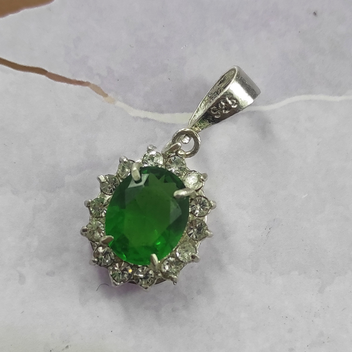 آویز گردنبند نقره زنانه سلین کالا مدل زمرد کد 2