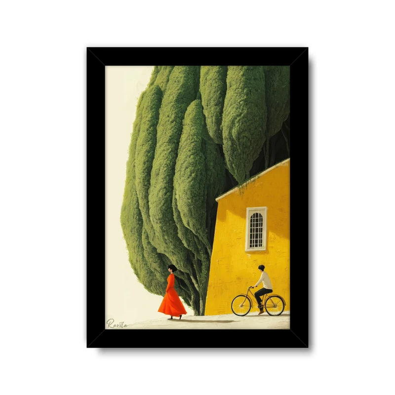 تابلو راویتا طرح خانه عاشقانه کد 3685 فریم مشکی