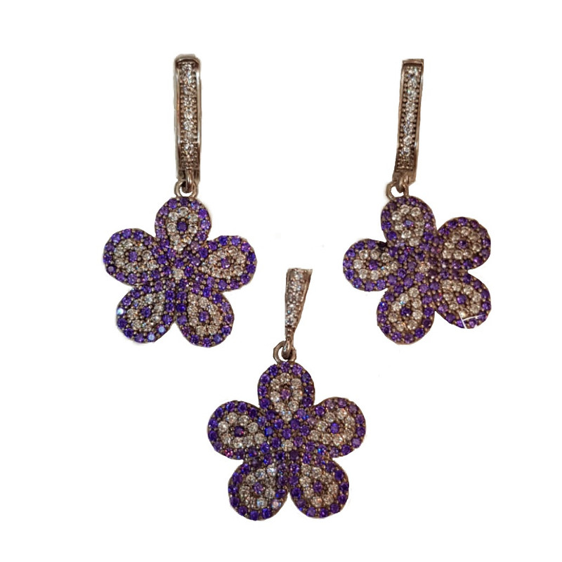 نیم ست نقره زنانه مدل گل