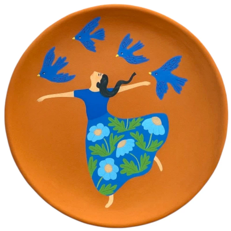 بشقاب دیوارکوب سفالی طرح رها کدD262