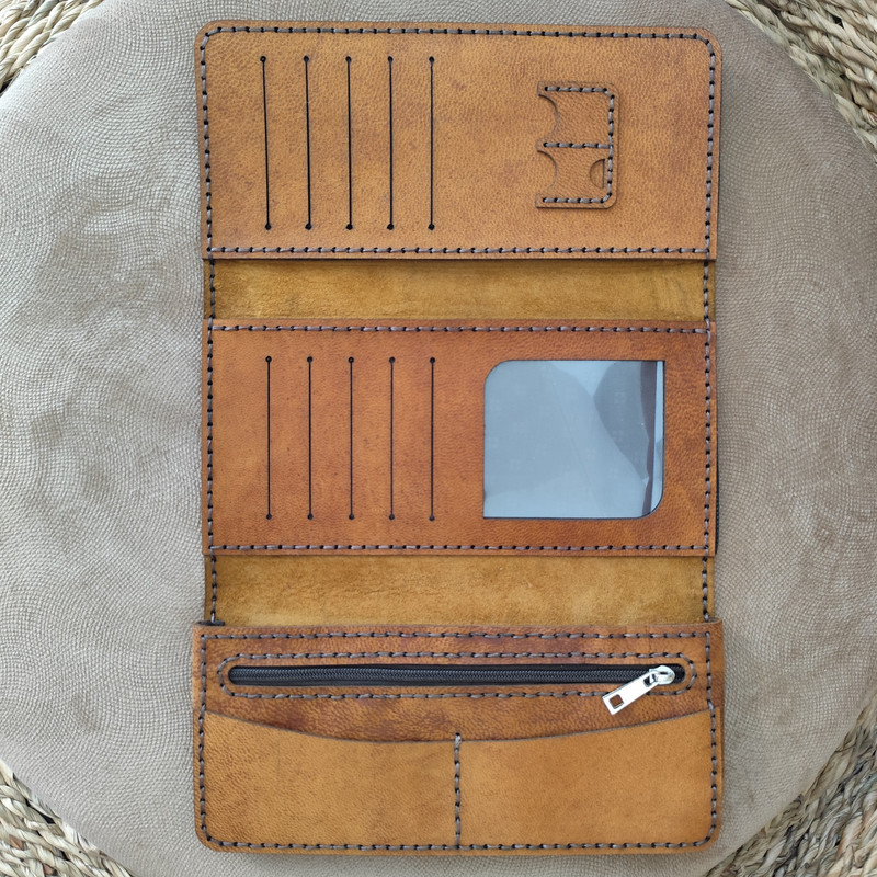 کیف پول چرم دقت مدل چرم طبیعی بزی سه لتی کد Sch-w35