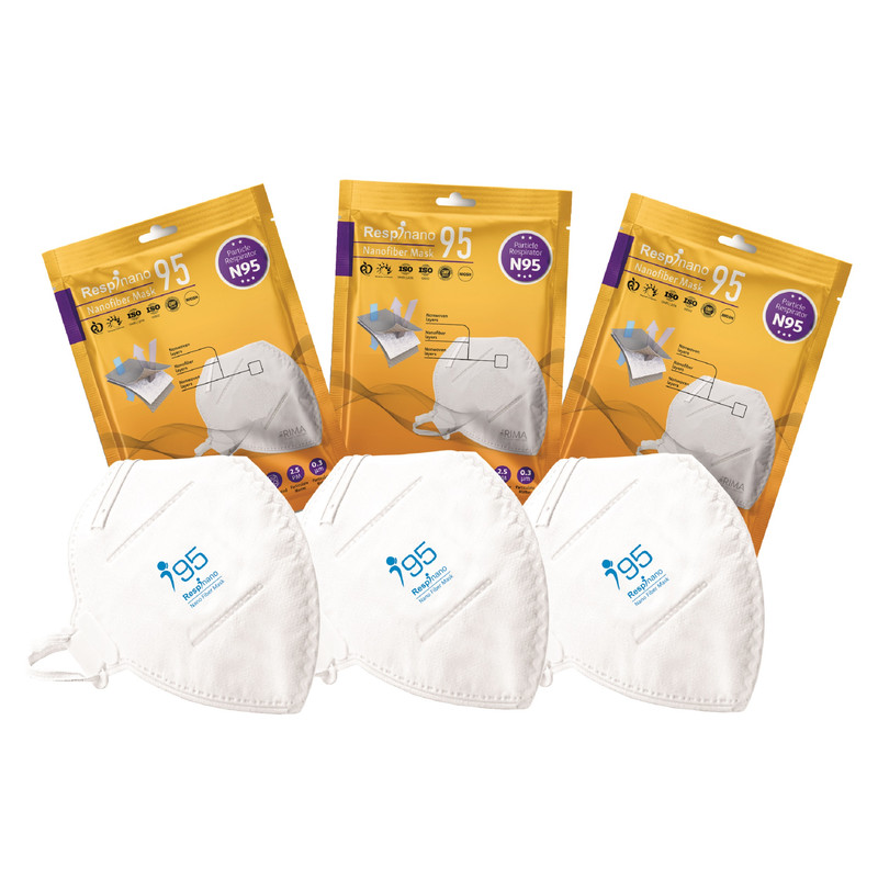 ماسک تنفسی ریما مدل نانوالیاف N95 رسپی نانو بسته 3 عددی