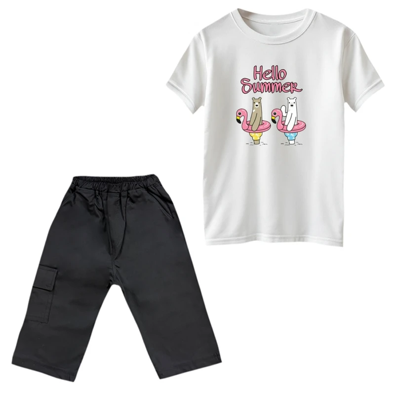 ست تی‌شرت و شلوارک دخترانه مدل تابستون