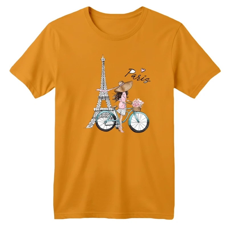 تی‌شرت آستین کوتاه لانگ بچگانه مدل دخترک و پاریس