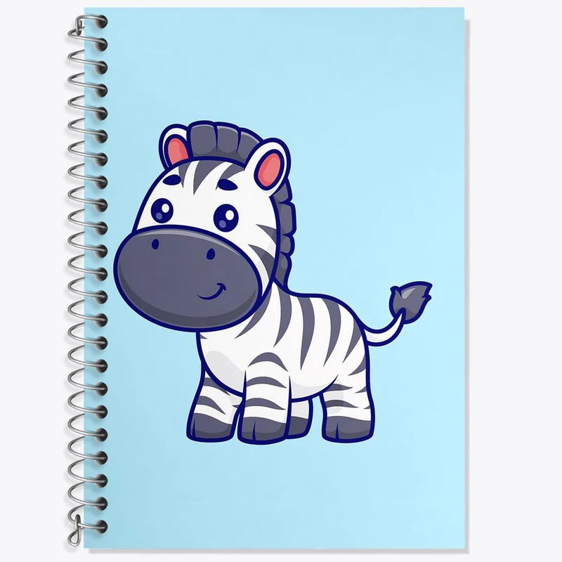 دفتر زبان 50 برگ خندالو مدل دو خط طرح حیوانات بامزه گورخر کد 29728