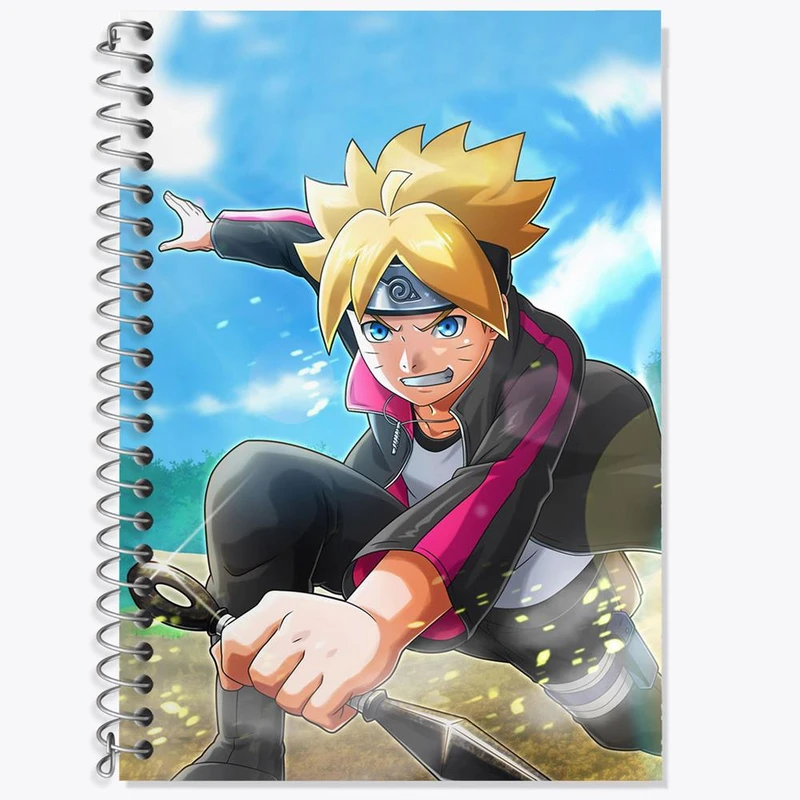 دفتر زبان 50 برگ خندالو مدل سه خط طرح بوروتو اوزوماکی انیمه بوروتو Boruto کد 15732