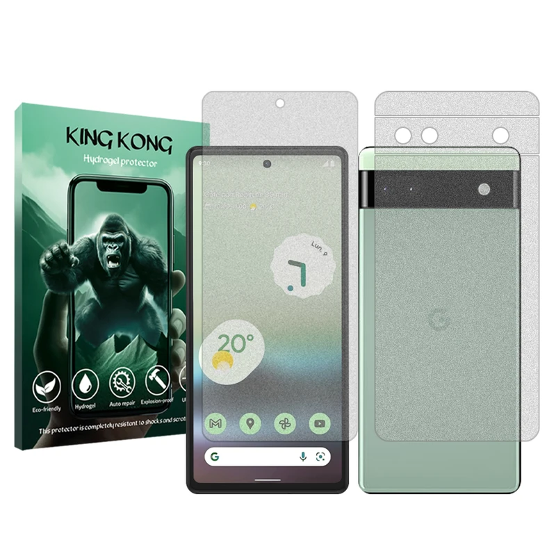 محافظ صفحه نمایش مات کینگ کونگ مدل Tough مناسب برای گوشی موبایل گوگل Pixel 6a به همراه محافظ پشت گوشی
