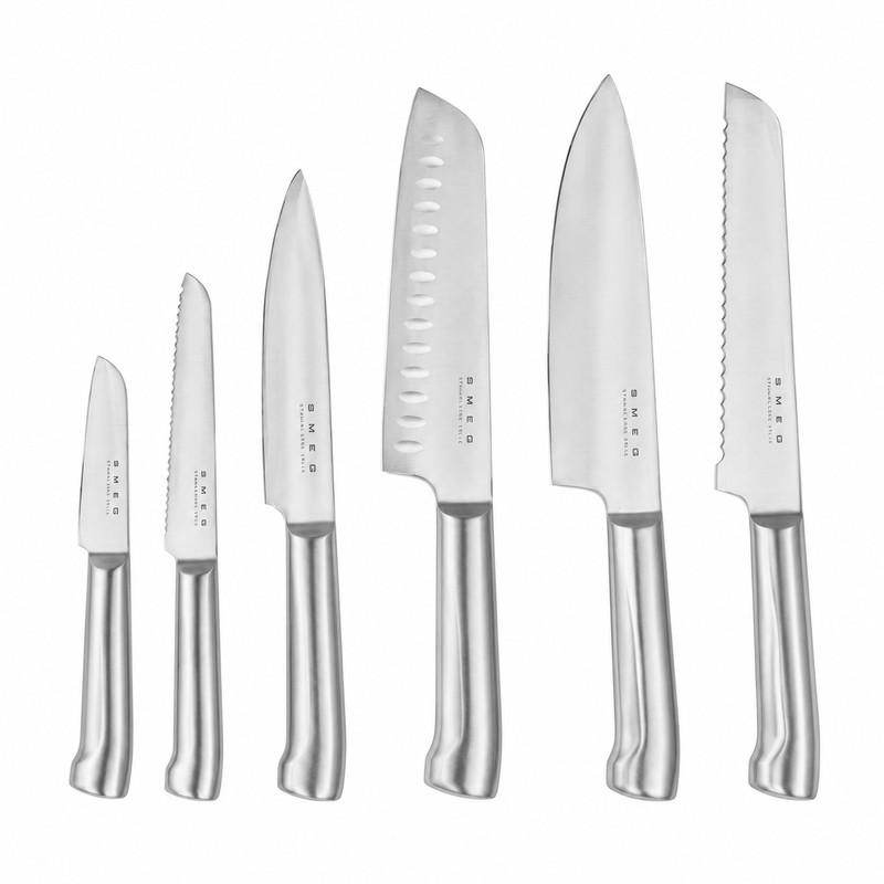 سرویس چاقو 7 پارچه با تیغه فولاد و با دسته استیل اسمگ مدل 9181