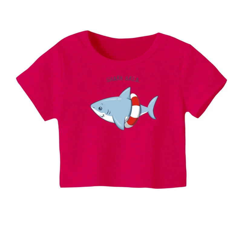 کراپ‌ تی‌شرت آستین کوتاه زنانه مدل کوسه کد 4