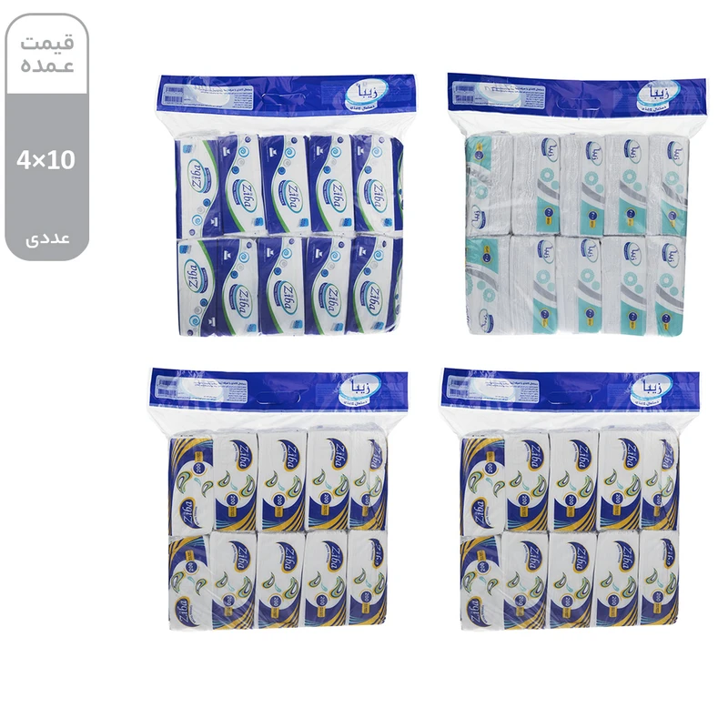 دستمال کاغذی 100 برگ زیبا کد 08 بسته 4 عددی 