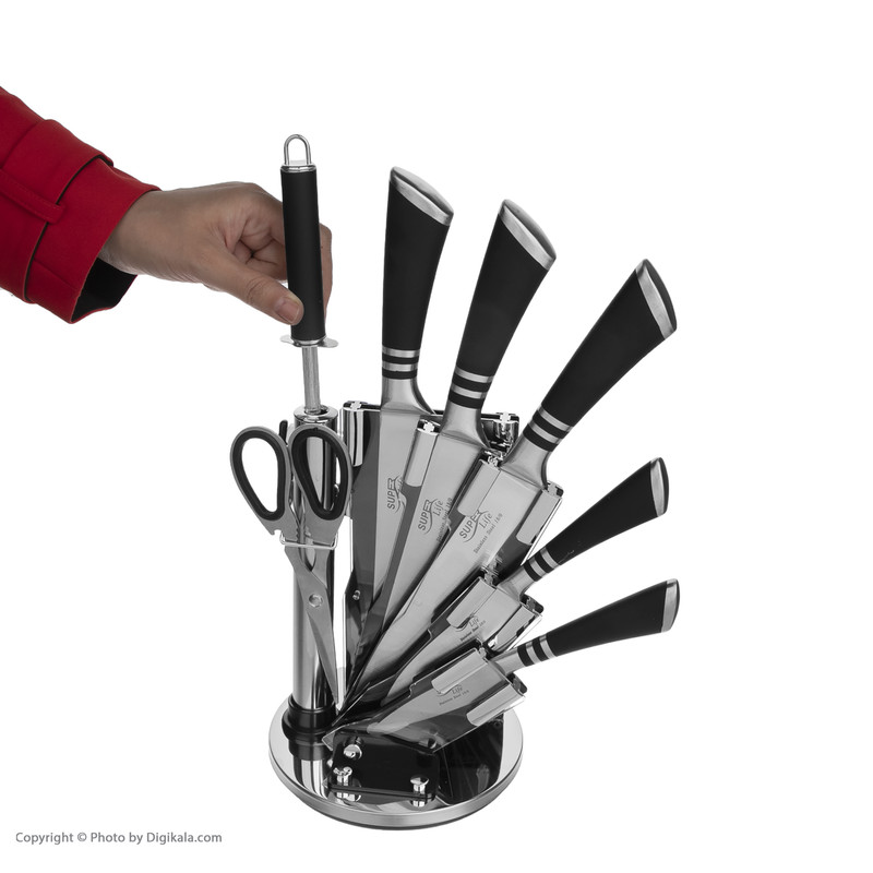 سرویس چاقو آشپزخانه 9 پارچه سوپر لایف کد 002