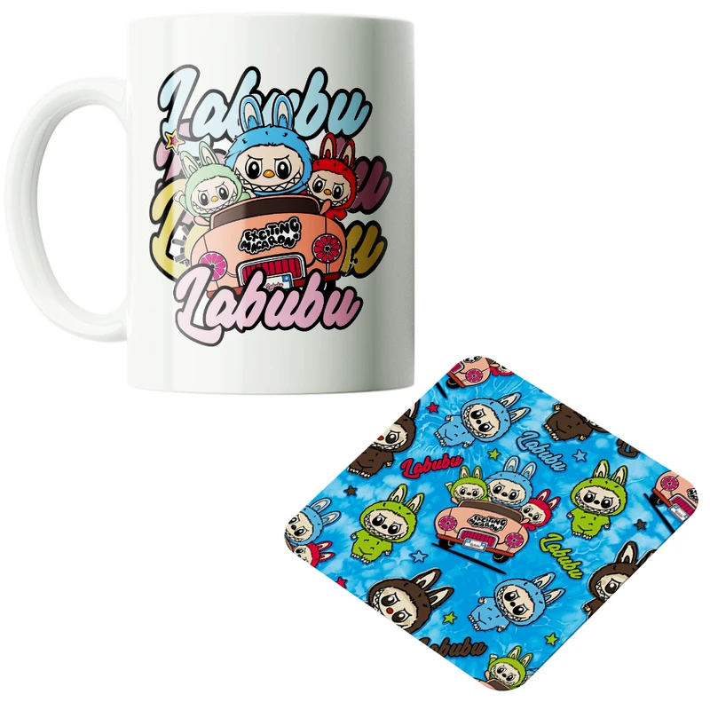 ماگ پاد آفرین مدل عروسک لبوبو کد PZ421 به همراه زیرلیوانی