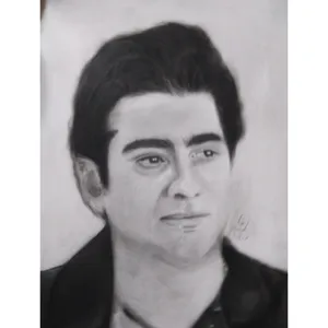 تابلو نقاشی سیاه قلم طرح همایون شجریان 