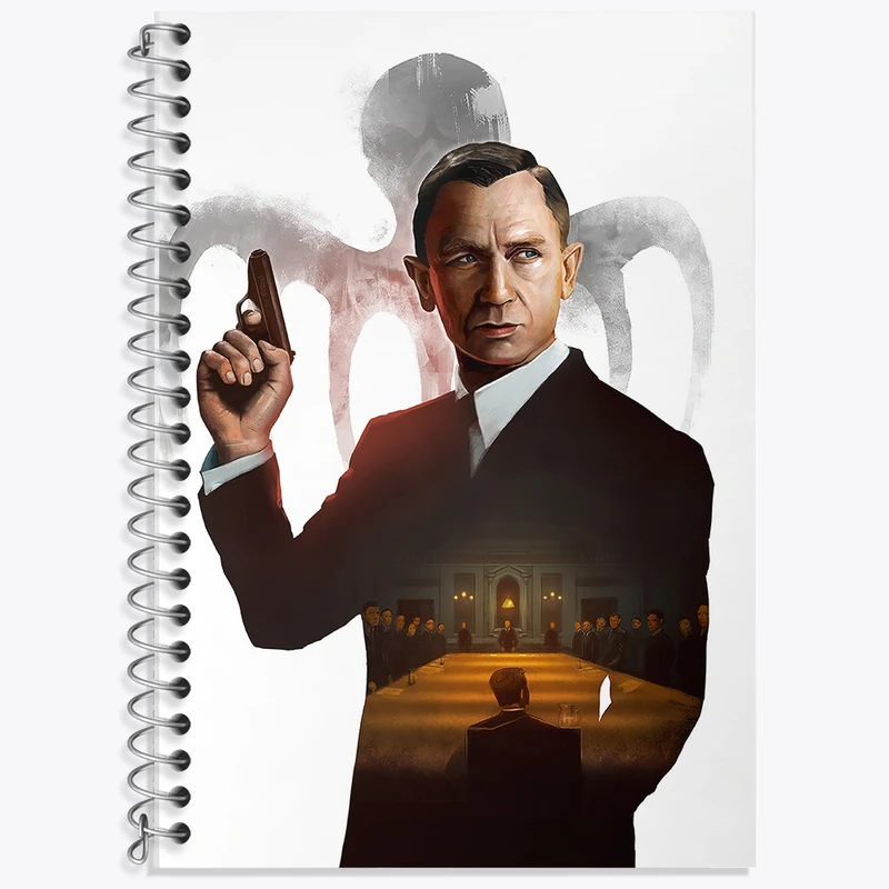 دفتر زبان 50 برگ خندالو مدل دو خط طرح جیمز باند (James Bond) کد F115