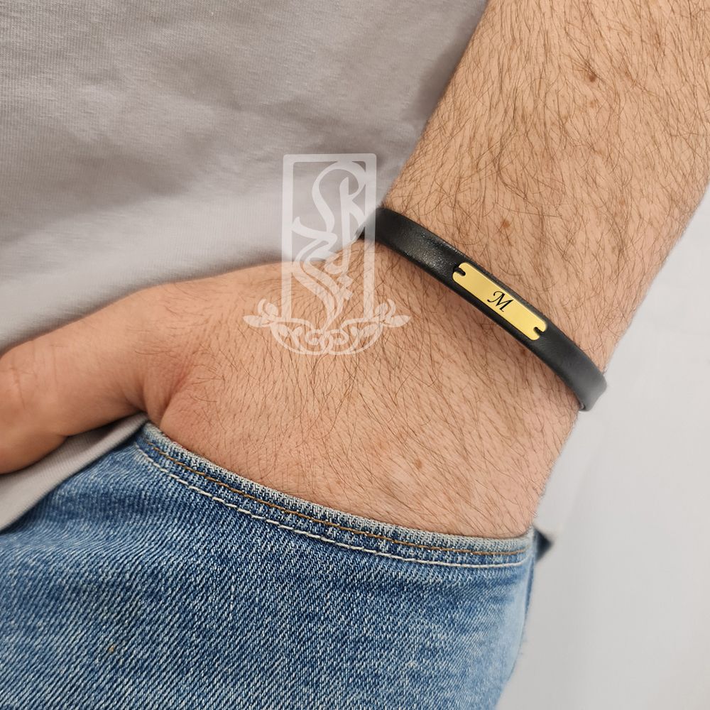 دستبند طلا 18 عیار مردانه لیردا مدل اسم M -  - 4