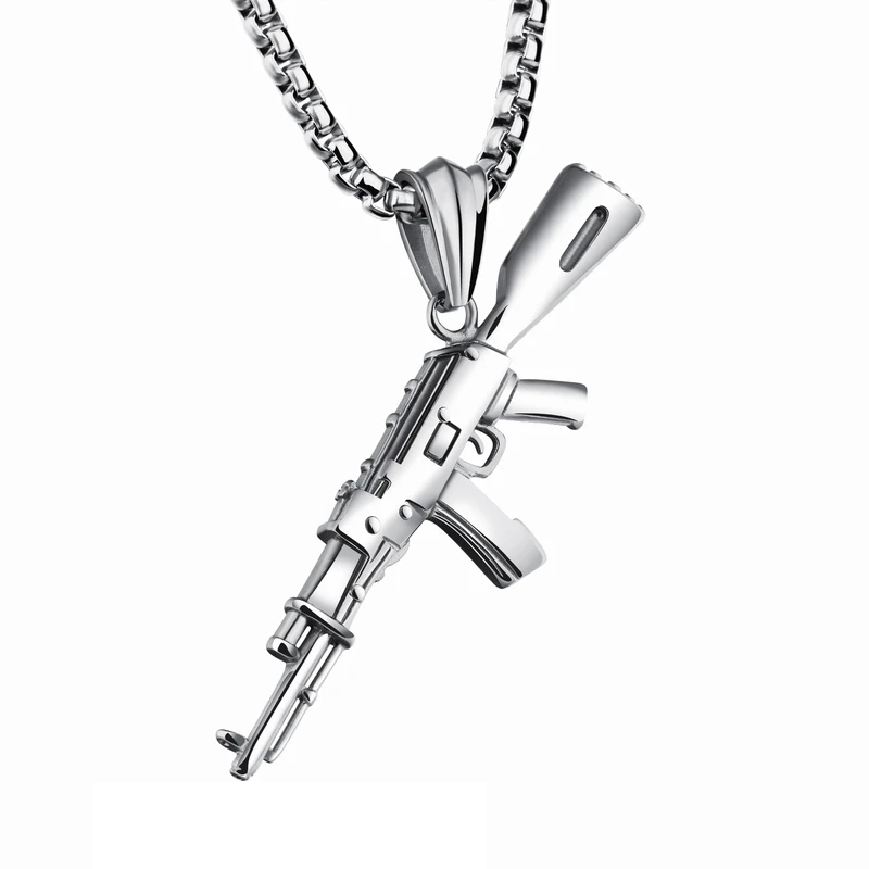 گردنبند مردانه گالری شمرون مدل کلاشنیفک کد NEC752S0