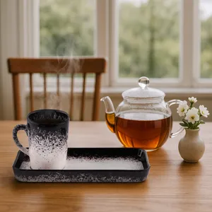 ست ماگ و زیر لیوانی سرامیکی بومی مدل ماربل