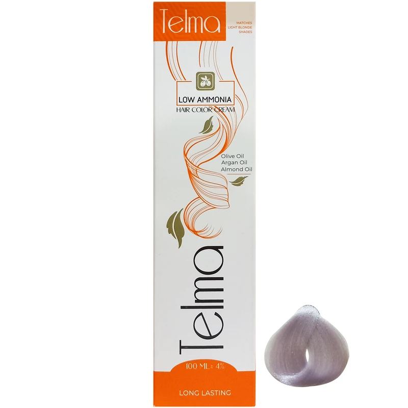 رنگ مو تلما مدل Low Ammonia شماره 99.21 حجم 100 میلی لیتر رنگ یاسی