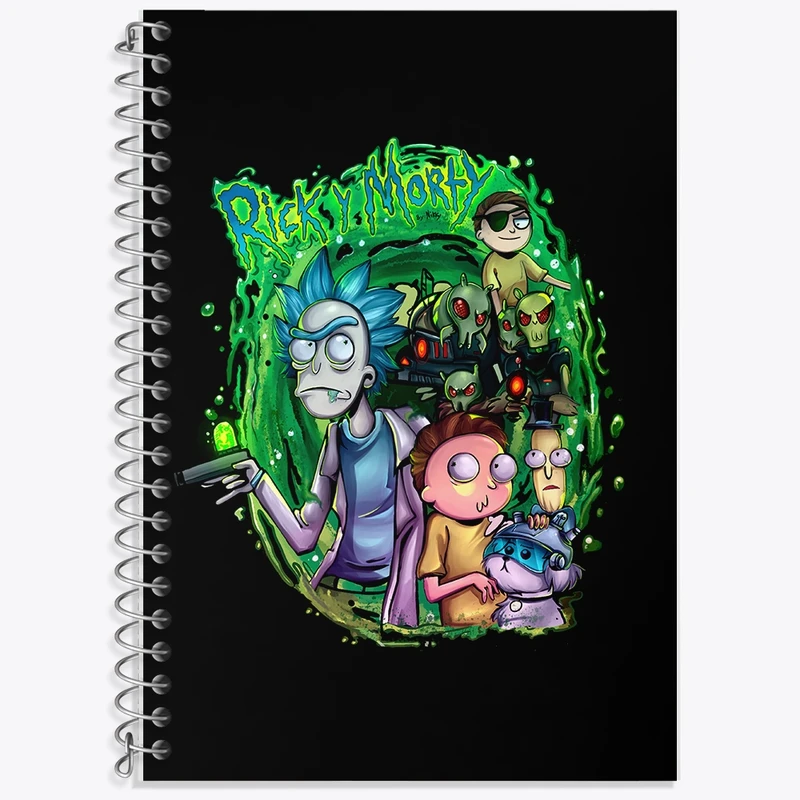 دفتر زبان 50 برگ خندالو مدل دو خط طرح ریک و مورتی (Rick and Morty) کد F563